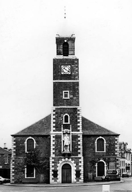 Black and white photograph of St Nicholas' Church, Lanark.