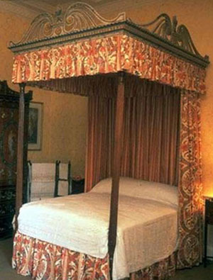 Late 19th century bed at Fyvie Castle.