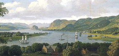 Detail from painting showing the first steamer on the Clyde.