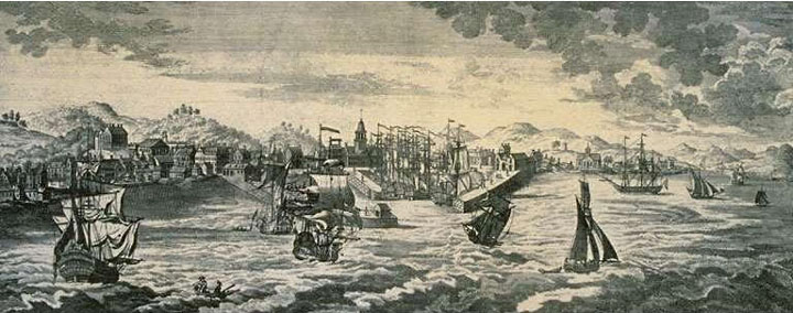 Drawing of Greenock in 1786, from the river.