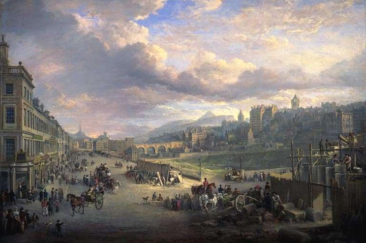 Painting by Alexander Nasmyth of Princes Street, Edinburgh, 1825.