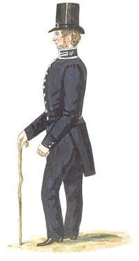 Watercolour of an early Glasgow policeman.