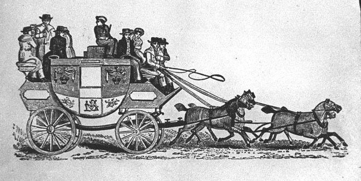 Drawing of a stage coach.