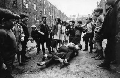 Street fight between two boys in the Gorbals