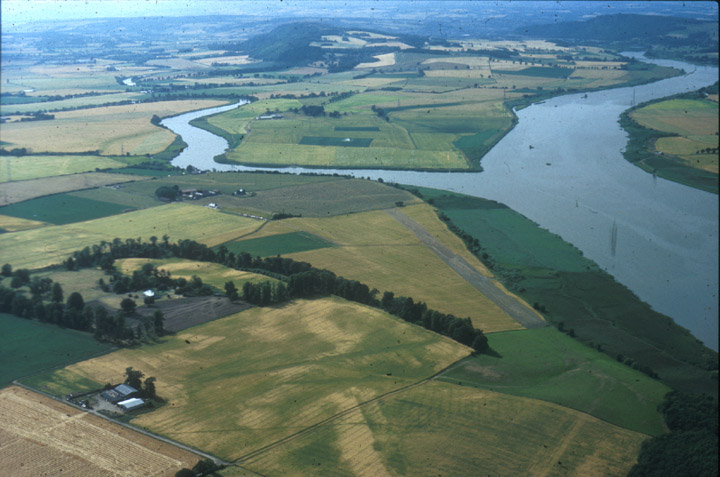 Aerial photograph of Carpow in its setting.