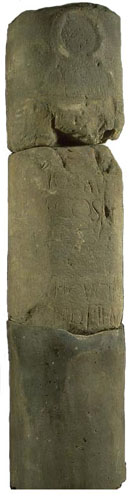 Photograph of a Roman milestone found near Ingliston. 