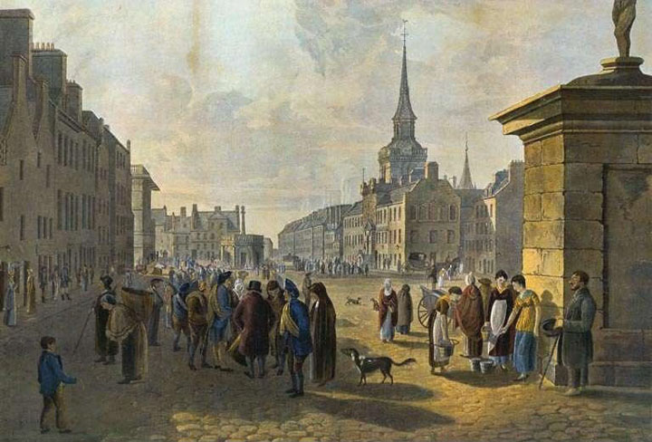 Painting by Alexander Nasmyth of the centre of Aberdeen, c.1800.