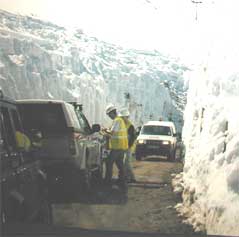 Construction of the funicular during winter.